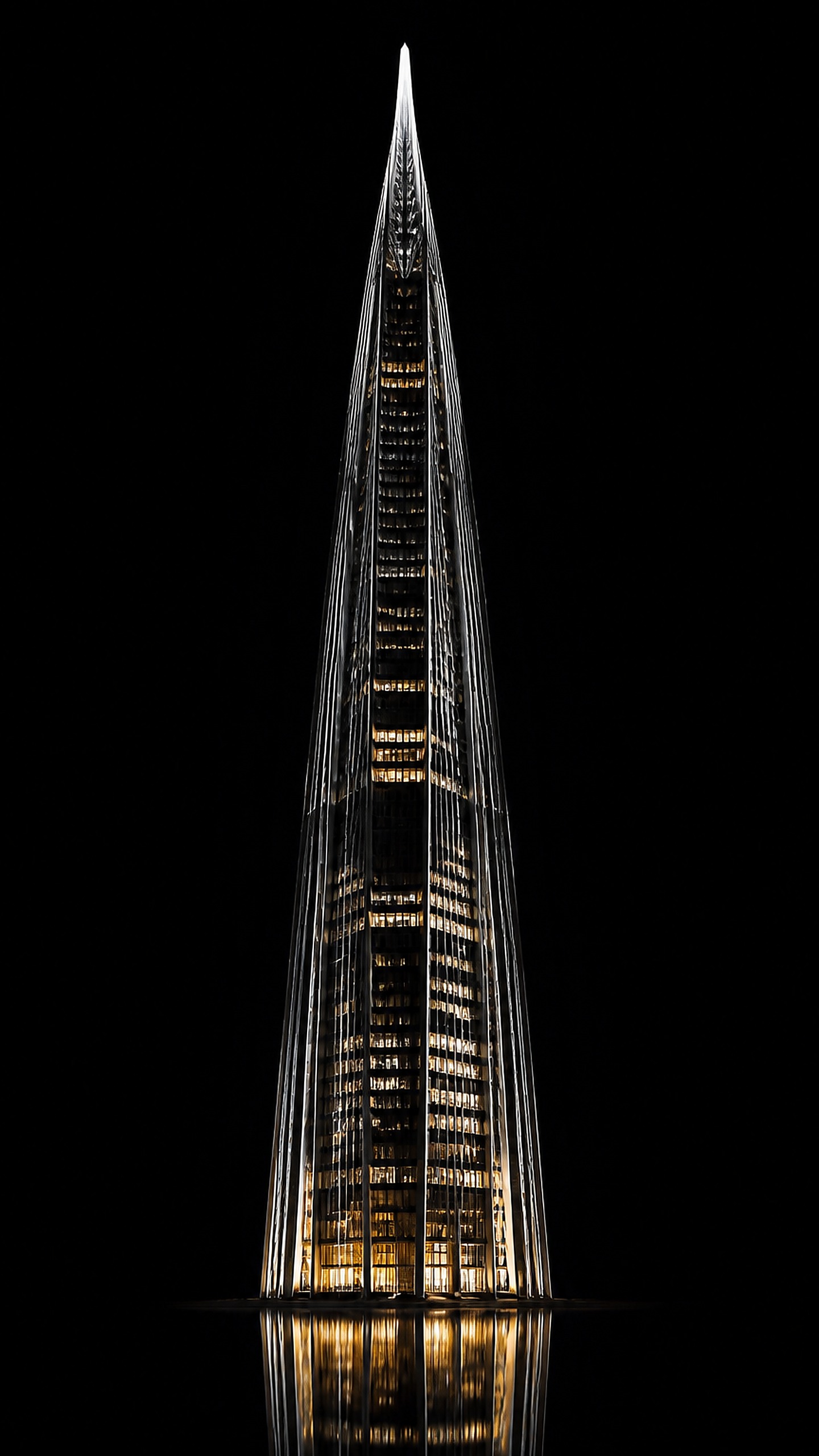 Visionerity Hochhaus — Nadel-Tower mit Wasserreflexion